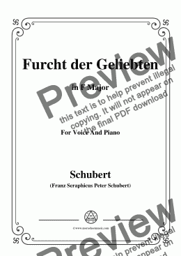 page one of Schubert-Furcht der Geliebten,in F Major,for Voice and Piano