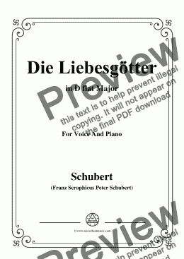 page one of Schubert-Die Liebesgötter,in D flat Major,for Voice and Piano