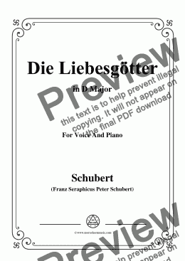 page one of Schubert-Die Liebesgötter,in D Major,for Voice and Piano