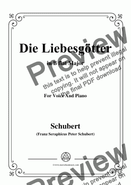 page one of Schubert-Die Liebesgötter,in B flat Major,for Voice and Piano