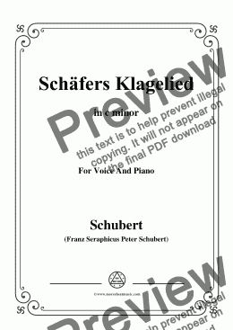 page one of Schubert-Schäfers Klagelied,in c minor,Op.3,No.1,for Voice and Piano