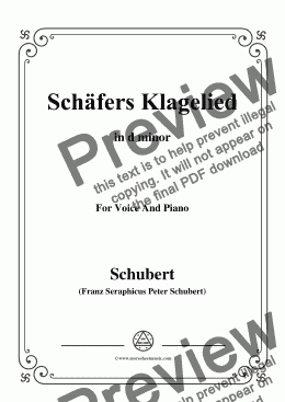 page one of Schubert-Schäfers Klagelied,in d minor,Op.3,No.1,for Voice and Piano