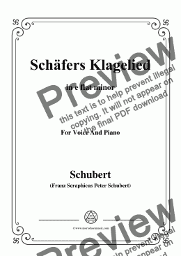 page one of Schubert-Schäfers Klagelied,in e flat minor,Op.3,No.1,for Voice and Piano