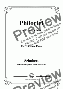 page one of Schubert-Philoctet,in c sharp minor,for Voice and Piano