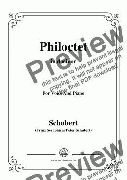 page one of Schubert-Philoctet,in d minor,for Voice and Piano