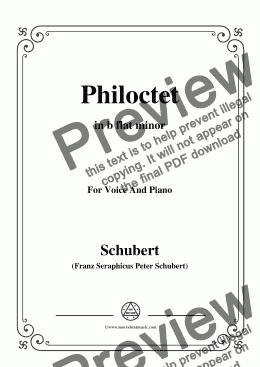 page one of Schubert-Philoctet,in b flat minor,for Voice and Piano