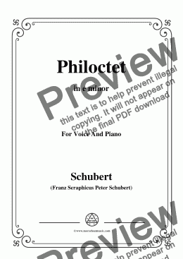 page one of Schubert-Philoctet,in e minor,for Voice and Piano