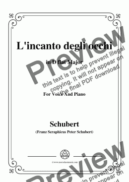 page one of Schubert-L'incanto degli occhi,in D flat Major,Op.83,No.1,for Voice and Piano