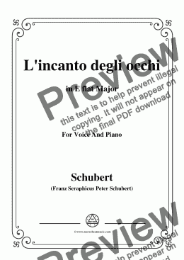 page one of Schubert-L'incanto degli occhi,in E flat Major,Op.83,No.1,for Voice and Piano