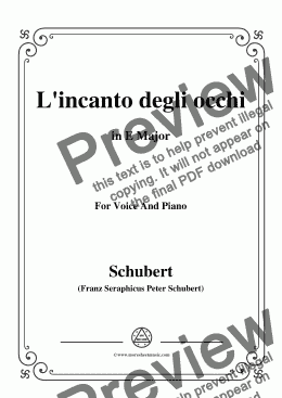 page one of Schubert-L'incanto degli occhi,in E Major,Op.83,No.1,for Voice and Piano