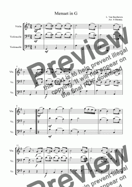 page one of Menuet (for 1 VIolin & 2 Violoncellos)