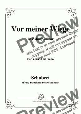 page one of Schubert-Vor meiner Wiege,in c sharp minor,Op.106,No.3,for Voice and Piano