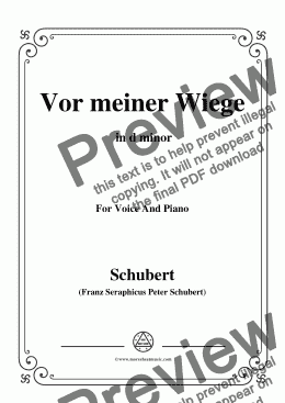 page one of Schubert-Vor meiner Wiege,in d minor,Op.106,No.3,for Voice and Piano