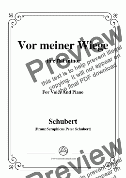 page one of Schubert-Vor meiner Wiege,in e flat minor,Op.106,No.3,for Voice and Piano