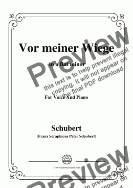 page one of Schubert-Vor meiner Wiege,in a flat minor,Op.106,No.3,for Voice and Piano