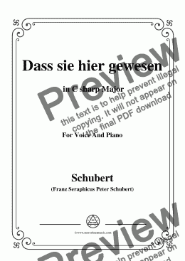 page one of Schubert-Dass sie hier gewesen,in C sharp Major,Op.59,No.2,for Voice and Piano
