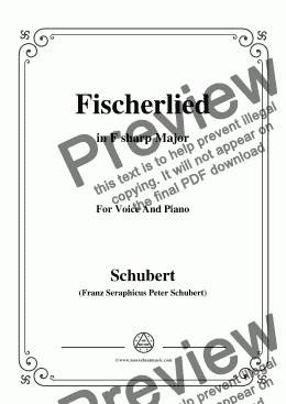 page one of Schubert-Fischerlied (Version I),in F sharp Major,for Voice and Piano