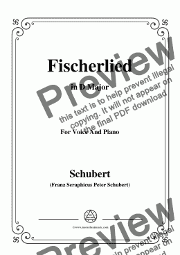 page one of Schubert-Fischerlied (Version I),in D Major,for Voice and Piano