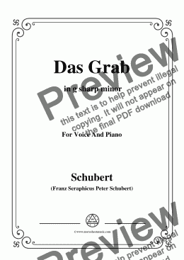 page one of Schubert-Das Grab,in g sharp minor,for Voice and Piano