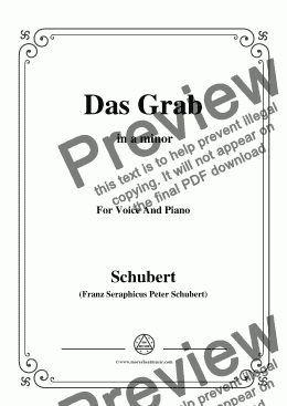 page one of Schubert-Das Grab,in a minor,for Voice and Piano