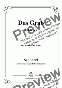 page one of Schubert-Das Grab,in b minor,for Voice and Piano