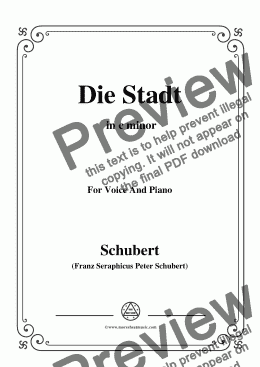 page one of Schubert-Die Stadt,in c minor,for Voice and Piano