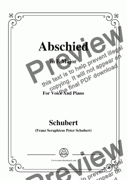 page one of Schubert-Abschied,in E Major,for Voice and Piano