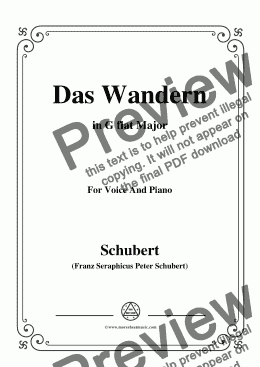 page one of Schubert-Das Wandern,in G flat Major,Op.25,No.1,for Voice and Piano