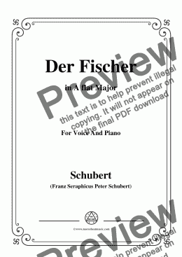 page one of Schubert-Der Fischer,in A flat Major,Op.5,No.3,for Voice and Piano