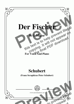page one of Schubert-Der Fischer,in G Major,Op.5,No.3,for Voice and Piano