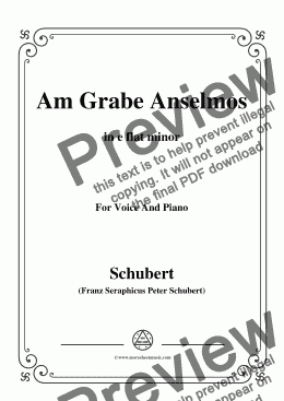 page one of Schubert-Am Grabe Anselmos,in e flat minor,Op.6,No.3,for Voice and Piano