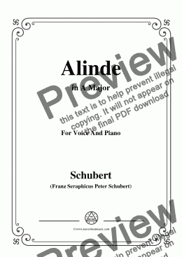 page one of Schubert-Alinde,in A Major,Op.81,No.1,for Voice and Piano