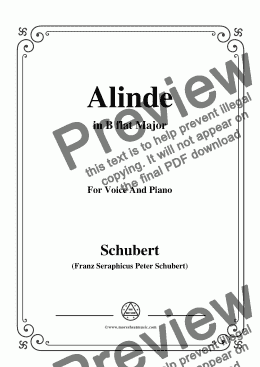 page one of Schubert-Alinde,in B flat Major,Op.81,No.1,for Voice and Piano