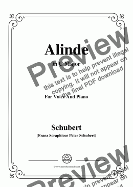 page one of Schubert-Alinde,in C Major,Op.81,No.1,for Voice and Piano