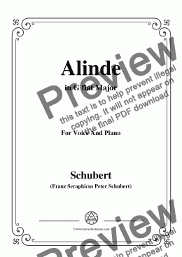 page one of Schubert-Alinde,in G flat Major,Op.81,No.1,for Voice and Piano