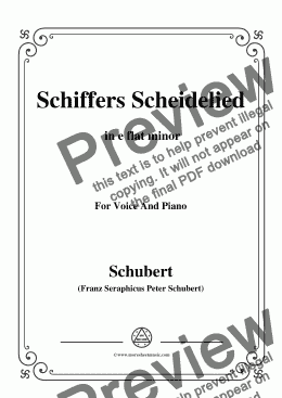 page one of Schubert-Schiffers Scheidelied,in e flat minor,for Voice and Piano