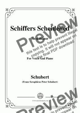 page one of Schubert-Schiffers Scheidelied,in d minor,for Voice and Piano