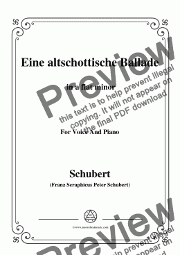 page one of Schubert-Eine altschottische Ballade,in a flat minor,Op.165,No.5,for Voice&Piano