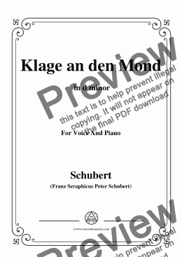 page one of Schubert-Klage an den Mond,in d minor,for Voice and Piano