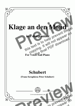 page one of Schubert-Klage an den Mond,in c sharp minor,for Voice and Piano