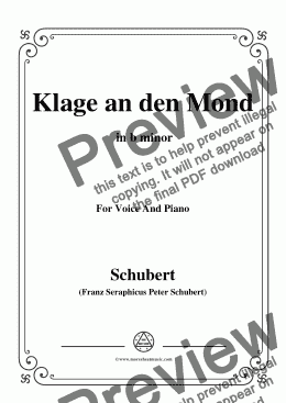 page one of Schubert-Klage an den Mond,in b minor,for Voice and Piano