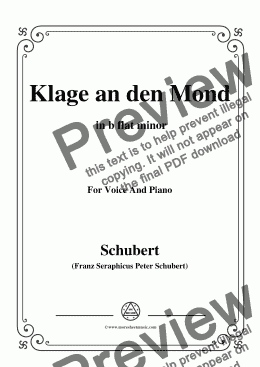 page one of Schubert-Klage an den Mond,in b flat minor,for Voice and Piano
