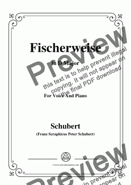 page one of Schubert-Fischerweise,in D Major,Op.96,No.4,for Voice and Piano