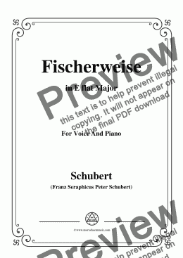 page one of Schubert-Fischerweise,in E flat Major,Op.96,No.4,for Voice and Piano