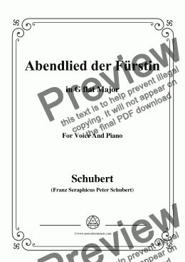 page one of Schubert-Abendlied der Fürstin,in G flat Major,for Voice and Piano