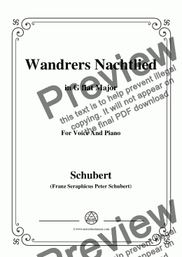 page one of Schubert-Wandrers Nachtlied,in G flat Major,Op.4,No.3,for Voice and Piano 
