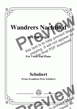 page one of Schubert-Wandrers Nachtlied,in A flat Major,Op.4,No.3,for Voice and Piano