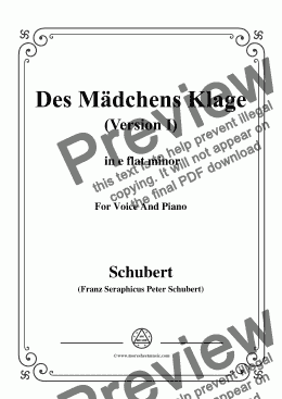 page one of Schubert-Des Mädchens Klage(Version I),in e flat minor,D.6,for Voice and Piano