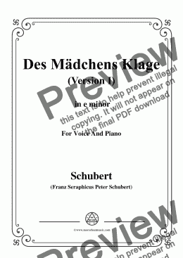 page one of Schubert-Des Mädchens Klage(Version I),in e minor,D.6,for Voice and Piano
