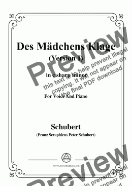 page one of Schubert-Des Mädchens Klage(Version I),in c sharp minor,D.6,for Voice and Piano